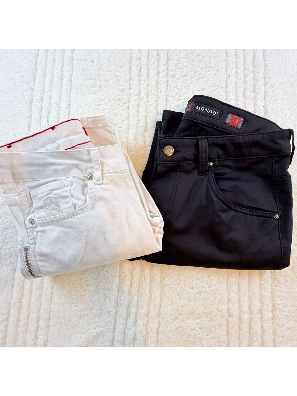 Mens Size 30 Pants Lot Mondo Black RNT23 White Zipper Slim Stretch Jeans